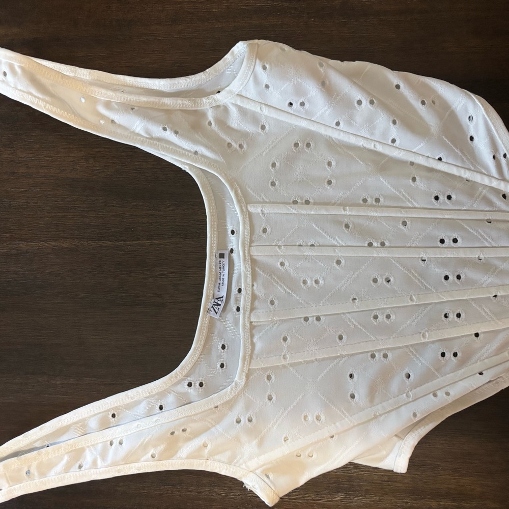 Zara White Eyelet Tank Top